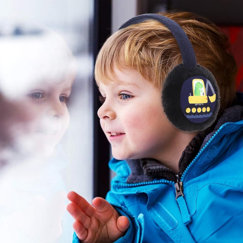 BUTITNOW Boys Truck Ball Game Controller Excavator Earmuffs & Gloves Set, Soft Plush Comfortable Winter Outdoor Ear Warmers - Image 4